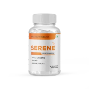 Serene | Stress Management | Herbal Formula | Non-habit forming | Reduces stress and anxiety | Improves mood | 60 vegetarian capsules